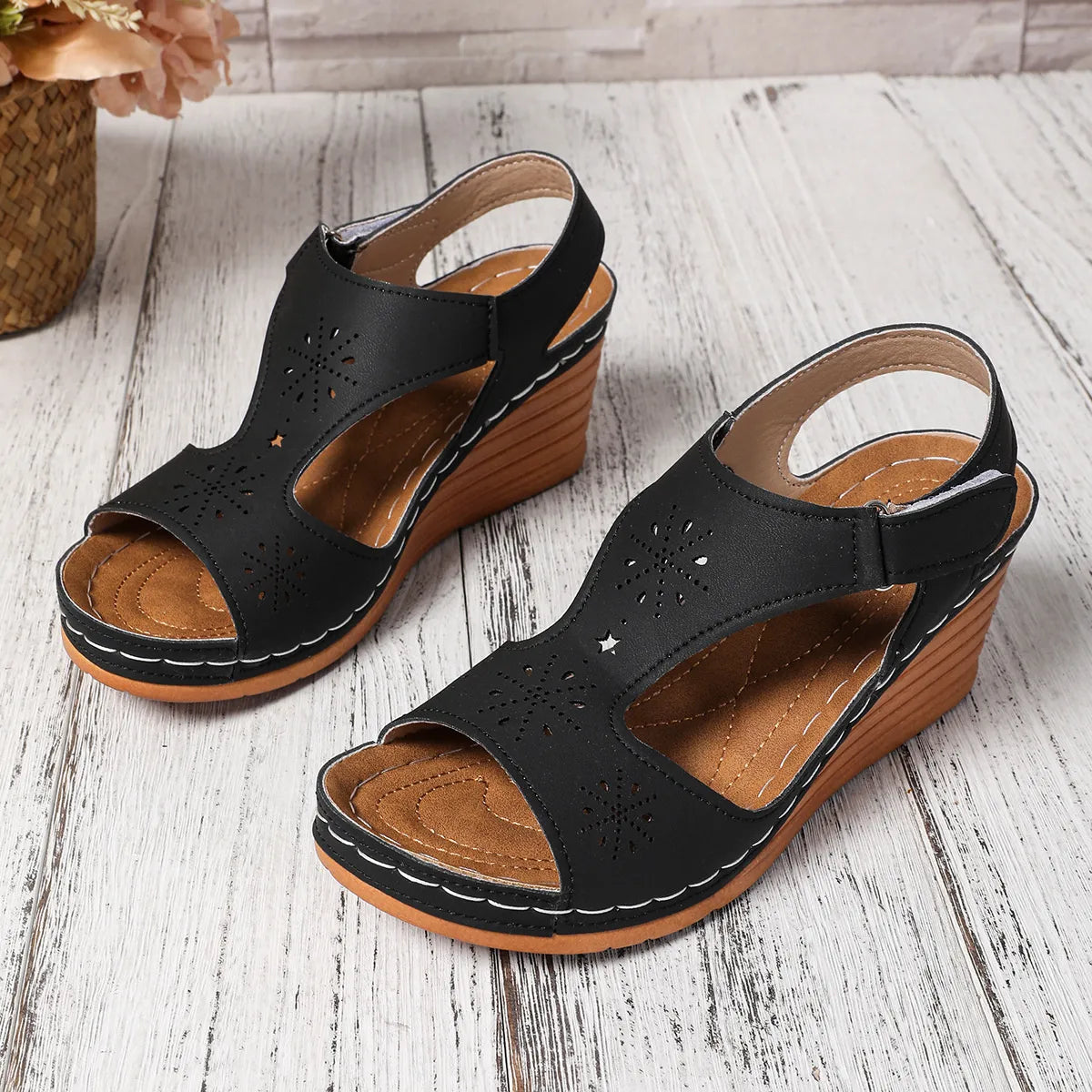 Open Toe Wedge Sandals - Tigbul's Variety Fashion Shop