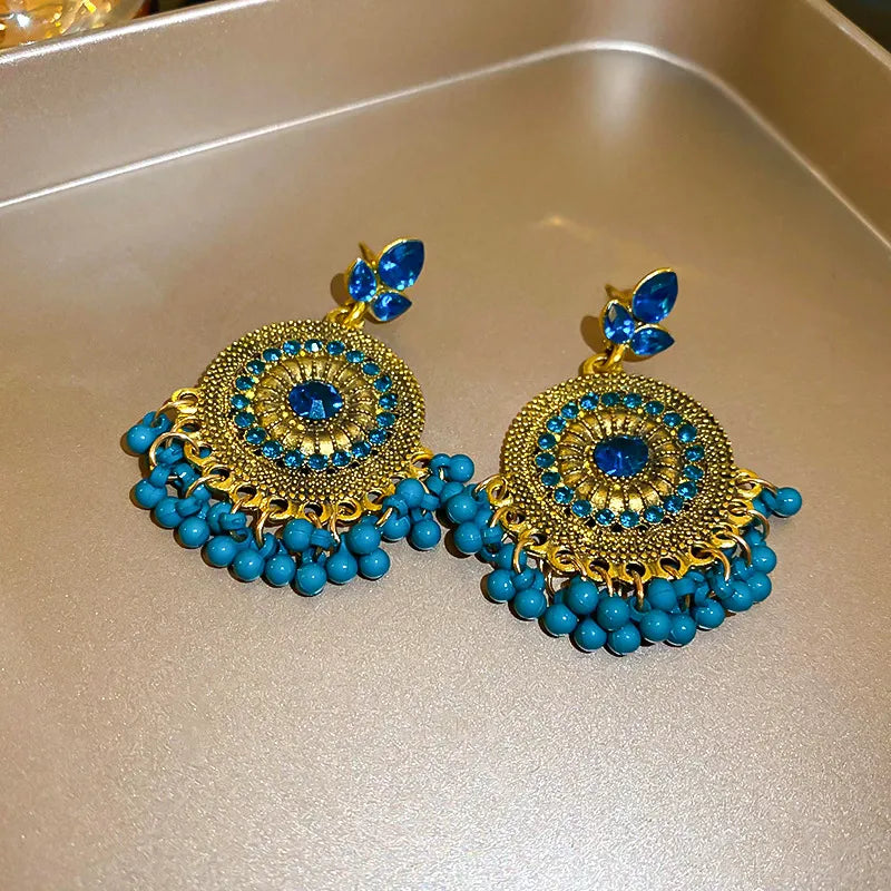 Rhinestone Alloy Bead Dangle Earrings - Tigbul's Variety Fashion Shop
