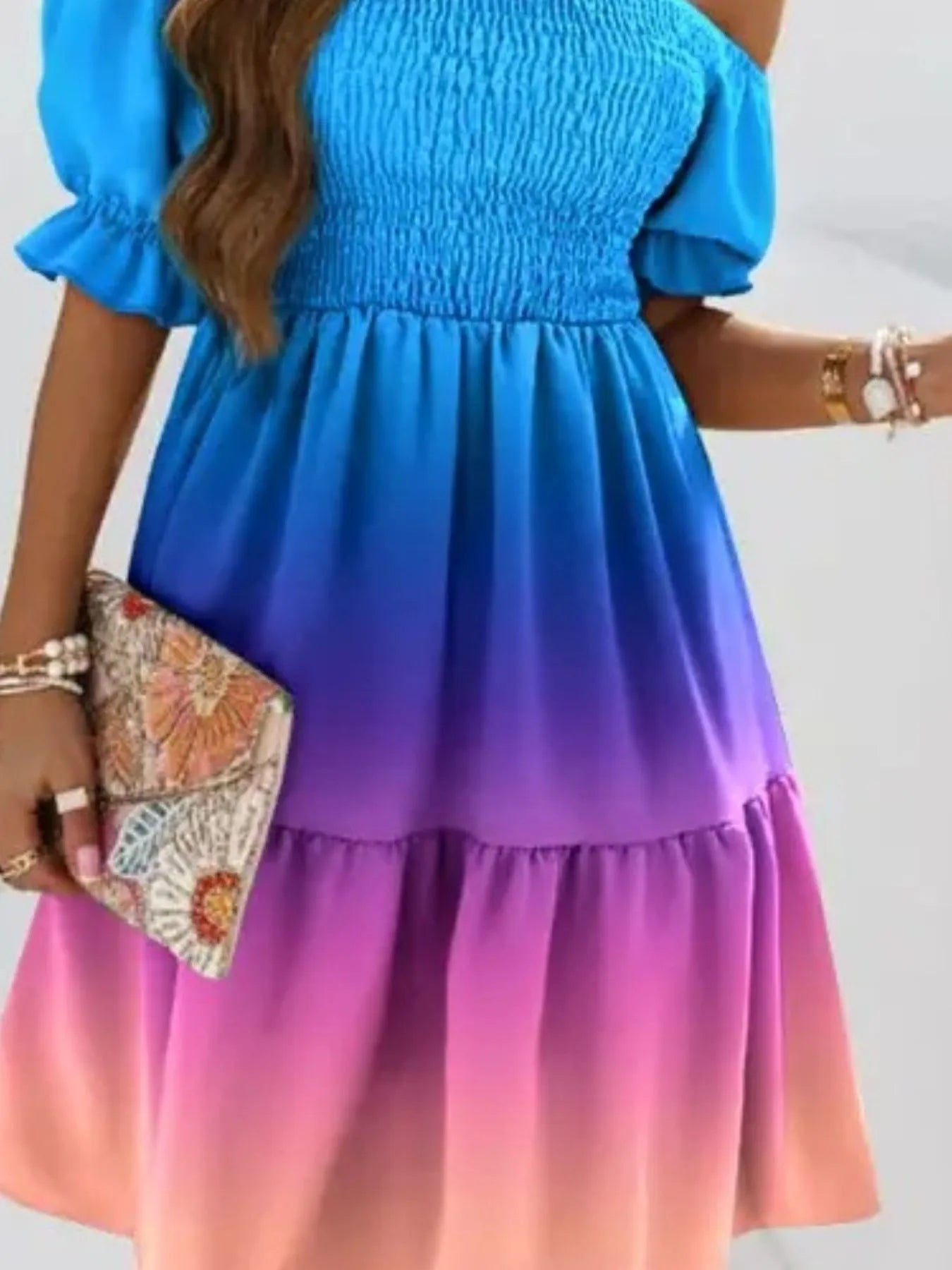 Off Shoulder Smocked Summer Dress - Tigbul's Variety Fashion Shop