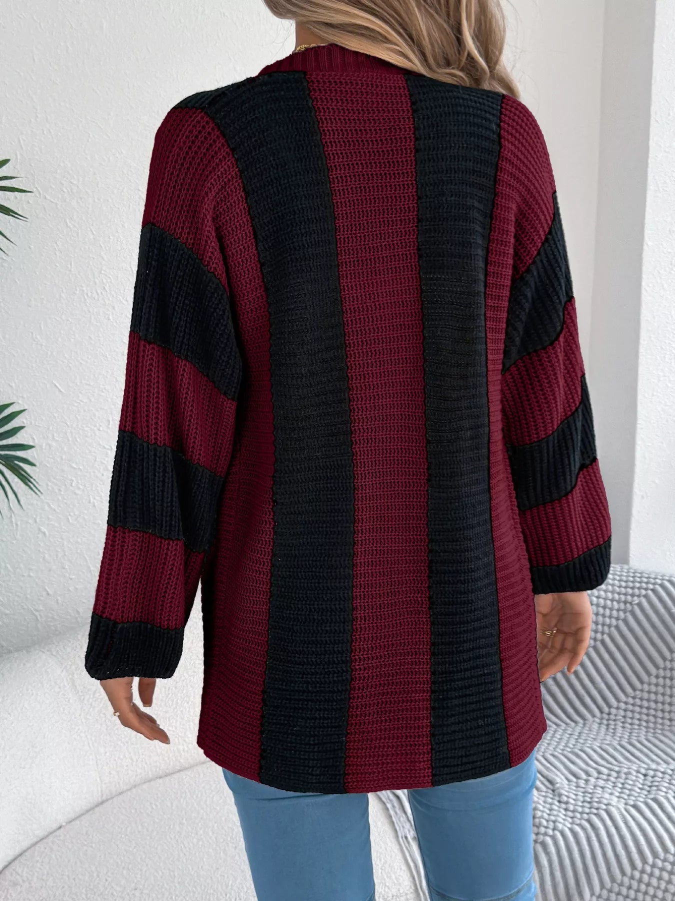 Color Block Button-Up Cardigan - Tigbul's Variety Fashion Shop