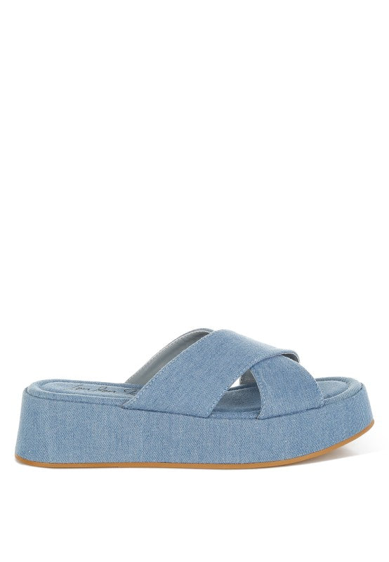 Karbi Denim Flatform Slip Ons - Tigbul's Variety Fashion Shop