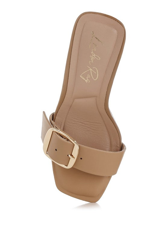 Acacia Size 7 Brown Buckle Strap Slip On Sandals - Tigbul's Variety Fashion Shop