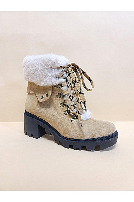 VINI-FUR COMBAT BOOTIES - Tigbul's Variety Fashion Shop