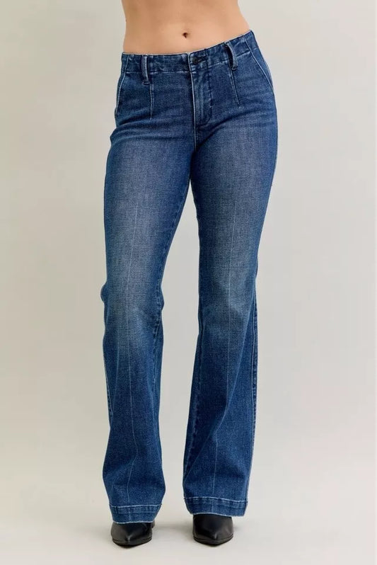 Judy Blue Full Size Mid Rise Bootcut Jeans with Welt Pockets Plus Size - Tigbul's Variety Fashion Shop