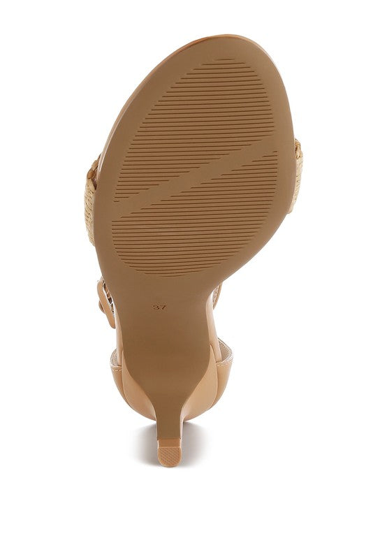 Rano Raffia Kitten Heel Sandals - Tigbul's Variety Fashion Shop