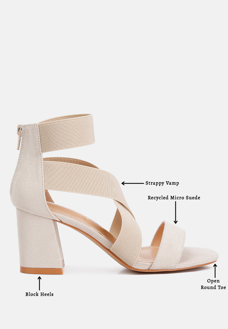 Benicia Elastic Strappy Block Heel Sandals - Tigbul's Variety Fashion Shop