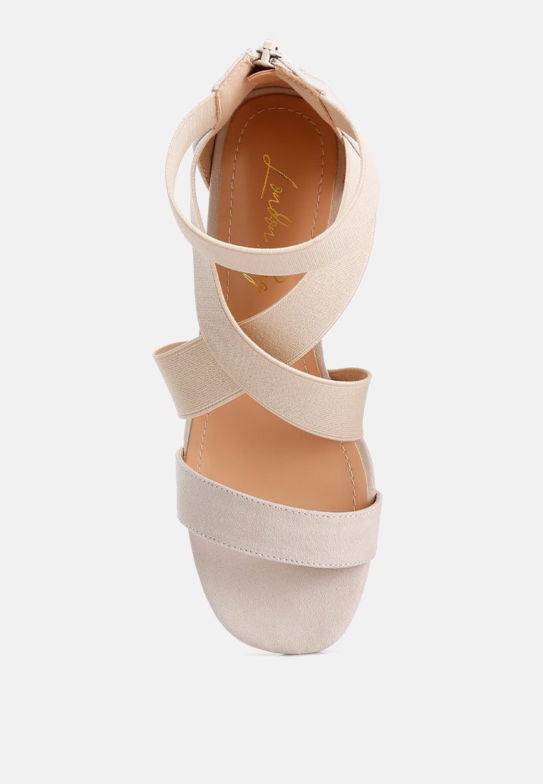 Benicia Elastic Strappy Block Heel Sandals - Tigbul's Variety Fashion Shop