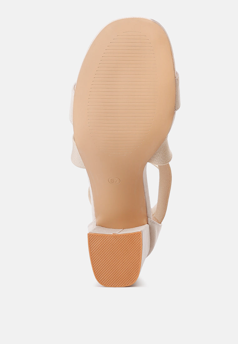 Benicia Elastic Strappy Block Heel Sandals - Tigbul's Variety Fashion Shop