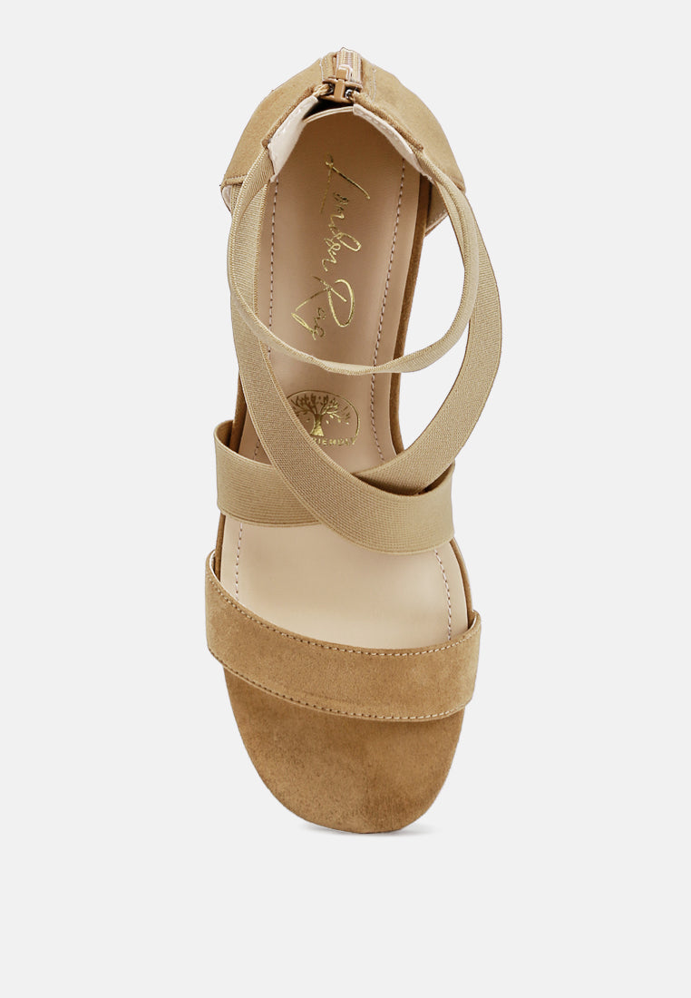 Benicia Elastic Strappy Block Heel Sandals - Tigbul's Variety Fashion Shop