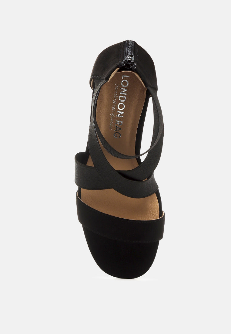 Benicia Elastic Strappy Block Heel Sandals - Tigbul's Variety Fashion Shop