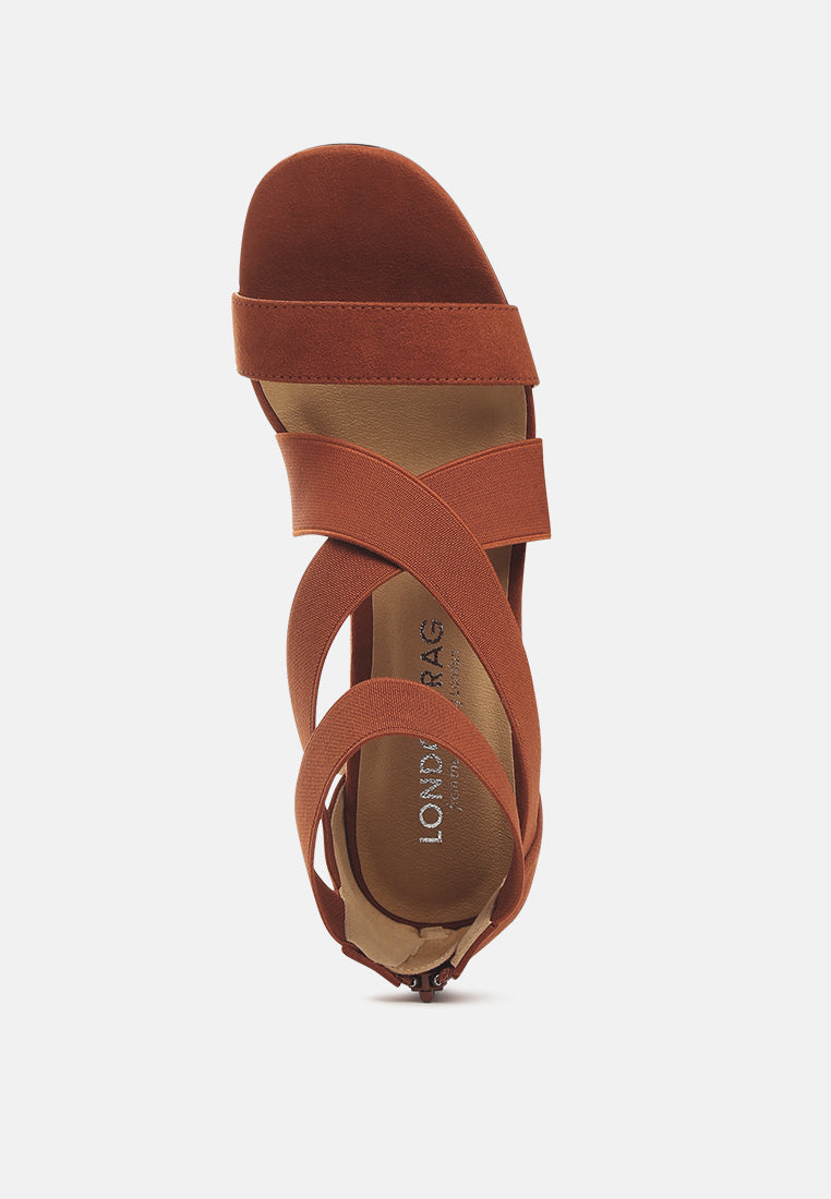 Benicia Elastic Strappy Block Heel Sandals - Tigbul's Variety Fashion Shop