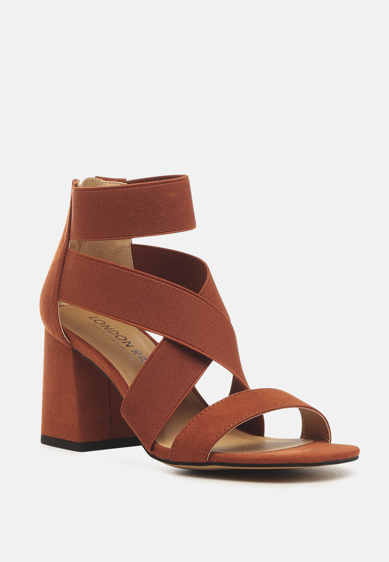Benicia Elastic Strappy Block Heel Sandals - Tigbul's Variety Fashion Shop
