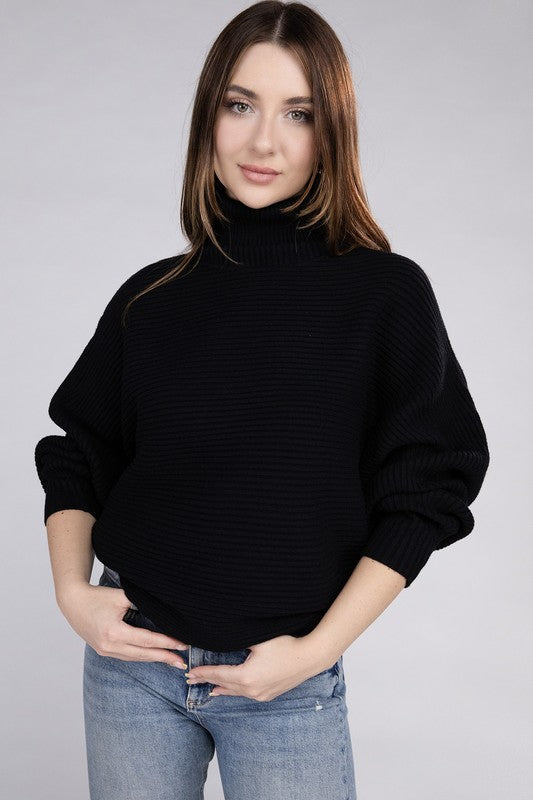 Viscose Dolman Sleeve Turtleneck Sweater - Tigbul's Variety Fashion Shop