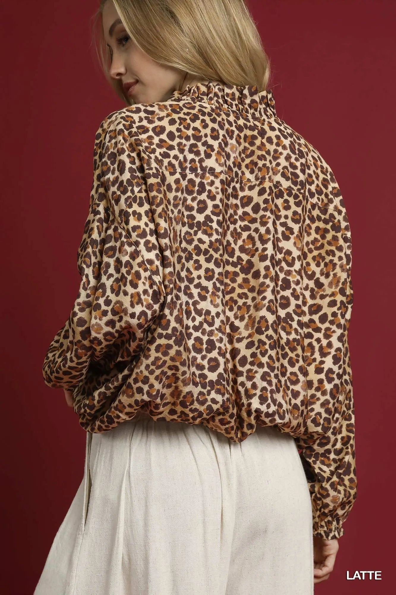 Umgee Leopard Print Balloon Sleeve Blouse - Tigbul's Variety Fashion Shop