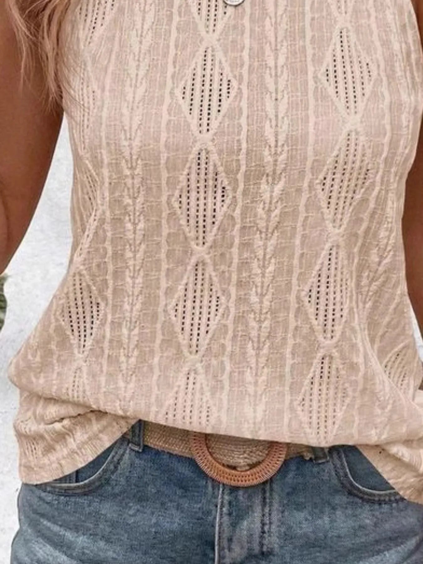 Textured Round Neck Tank - Tigbul's Variety Fashion Shop