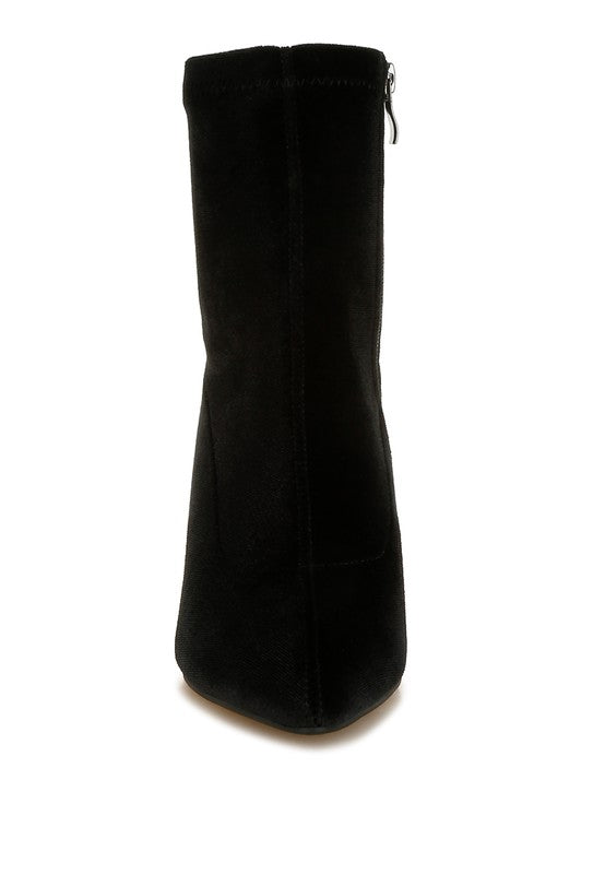 Arcturus Flared Block Heel Velvet Boots - Tigbul's Variety Fashion Shop