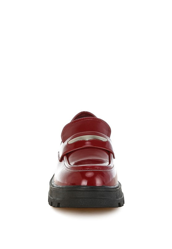 Gleam Stride Faux Leather Chunky Loafers - Tigbul's Variety Fashion Shop