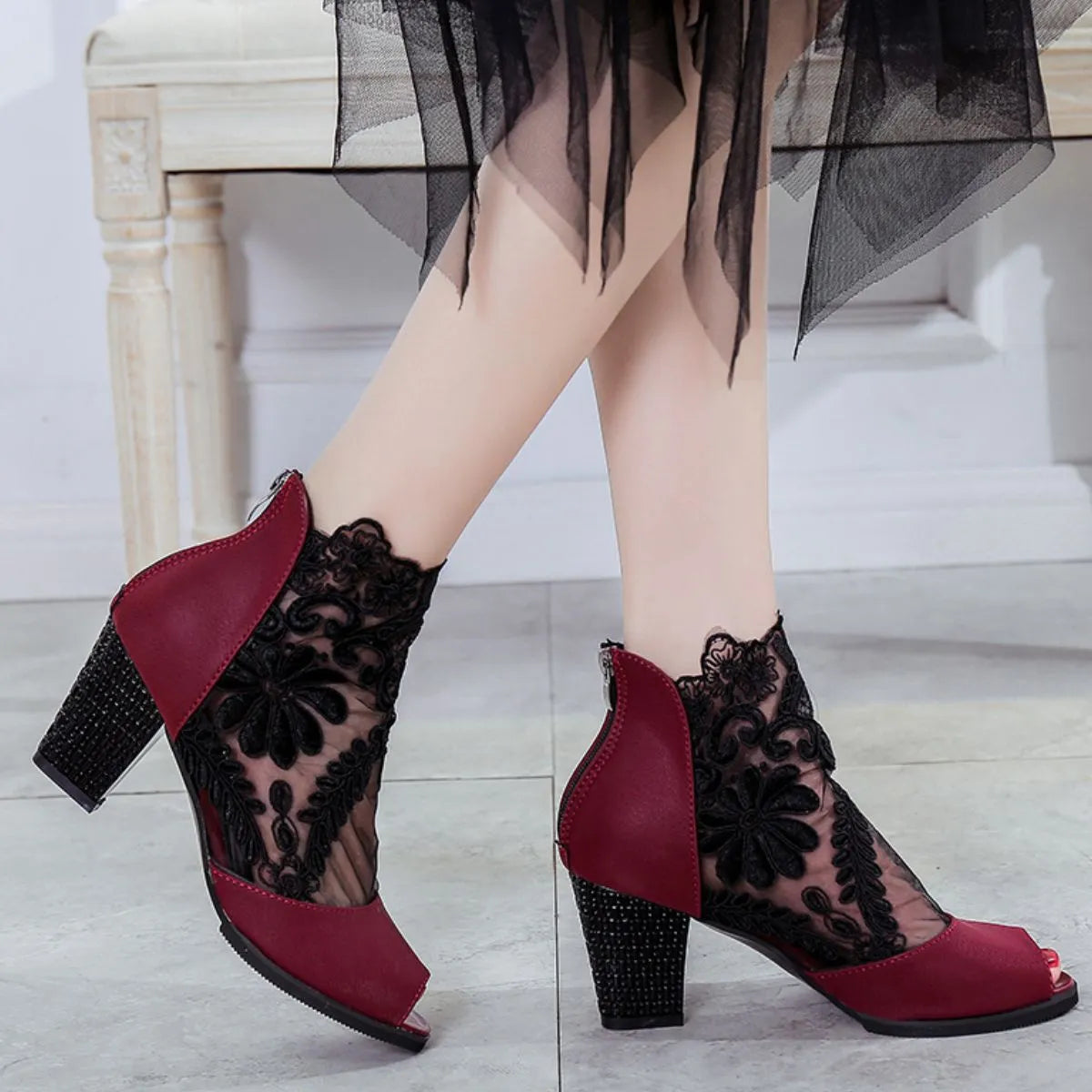 Peep Toe Block Heels Sandals - Tigbul's Variety Fashion Shop