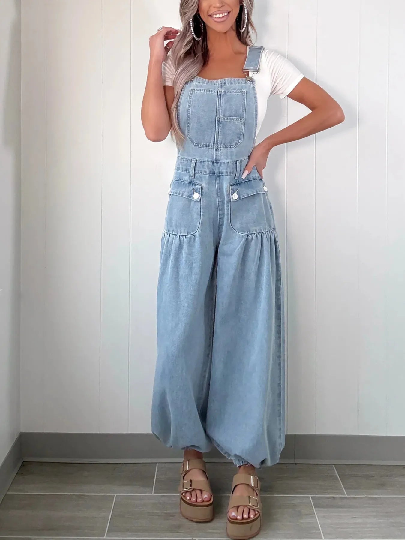 Wide Leg Denim Overalls - Tigbul's Variety Fashion Shop