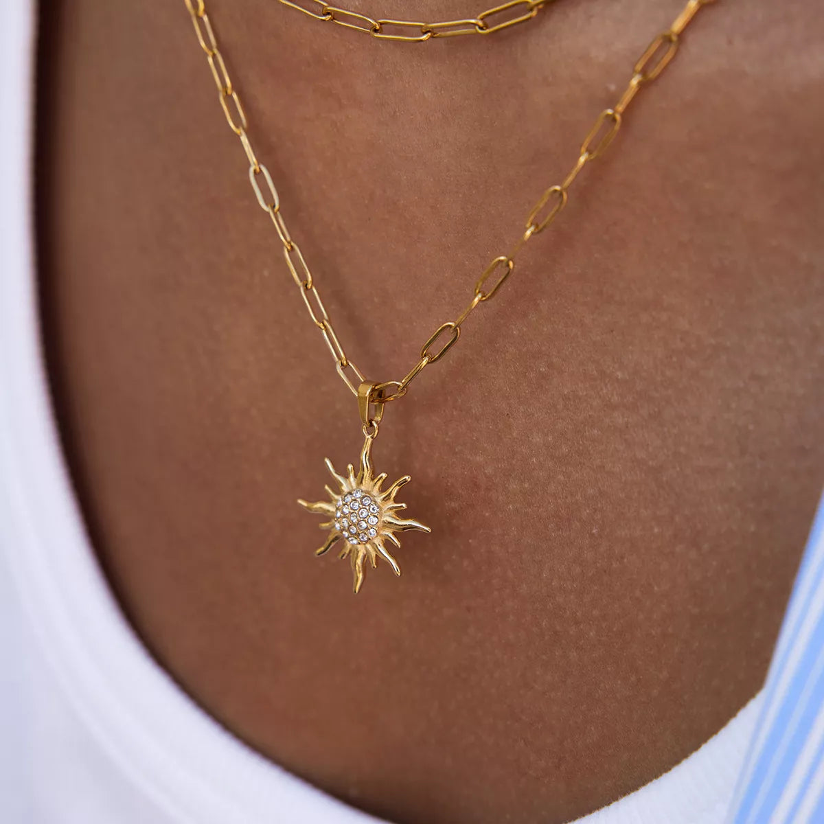 18K Gold-Plated Double Layered Pendant Necklace - Tigbuls