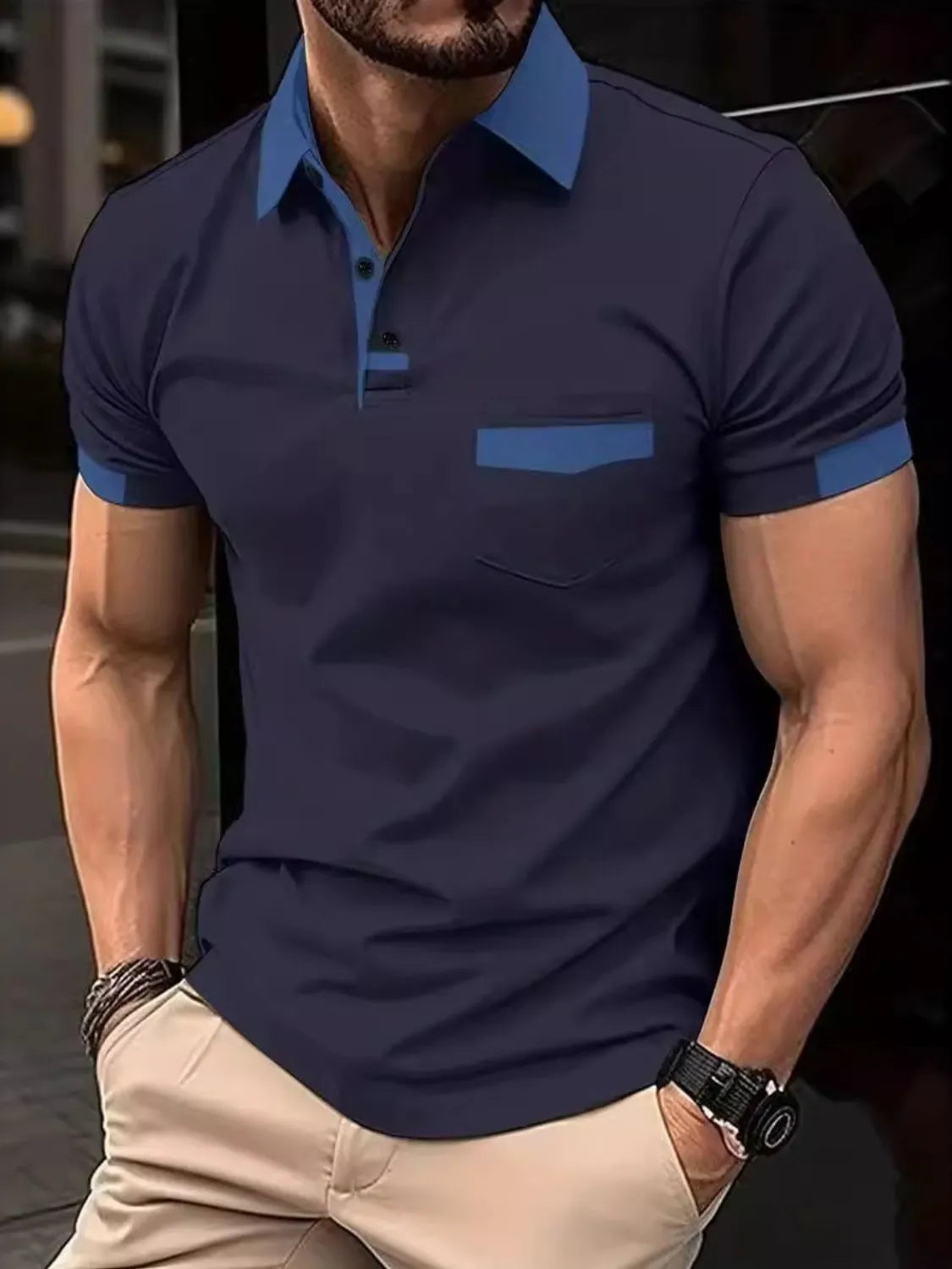 Men's Full Size Contrast Collared Neck Short Sleeve Polo Plus Size - Tigbul's Variety Fashion Shop