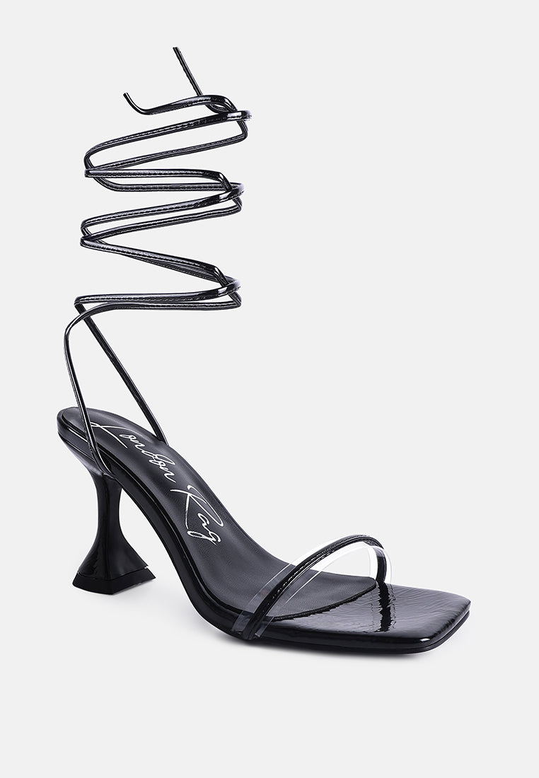 Biten Berry Spool Heel Lace Up Sandals - Tigbul's Variety Fashion Shop