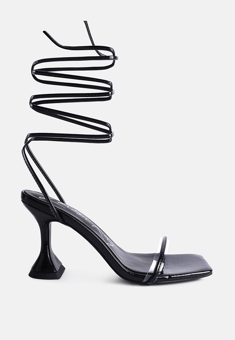 Biten Berry Spool Heel Lace Up Sandals - Tigbul's Variety Fashion Shop
