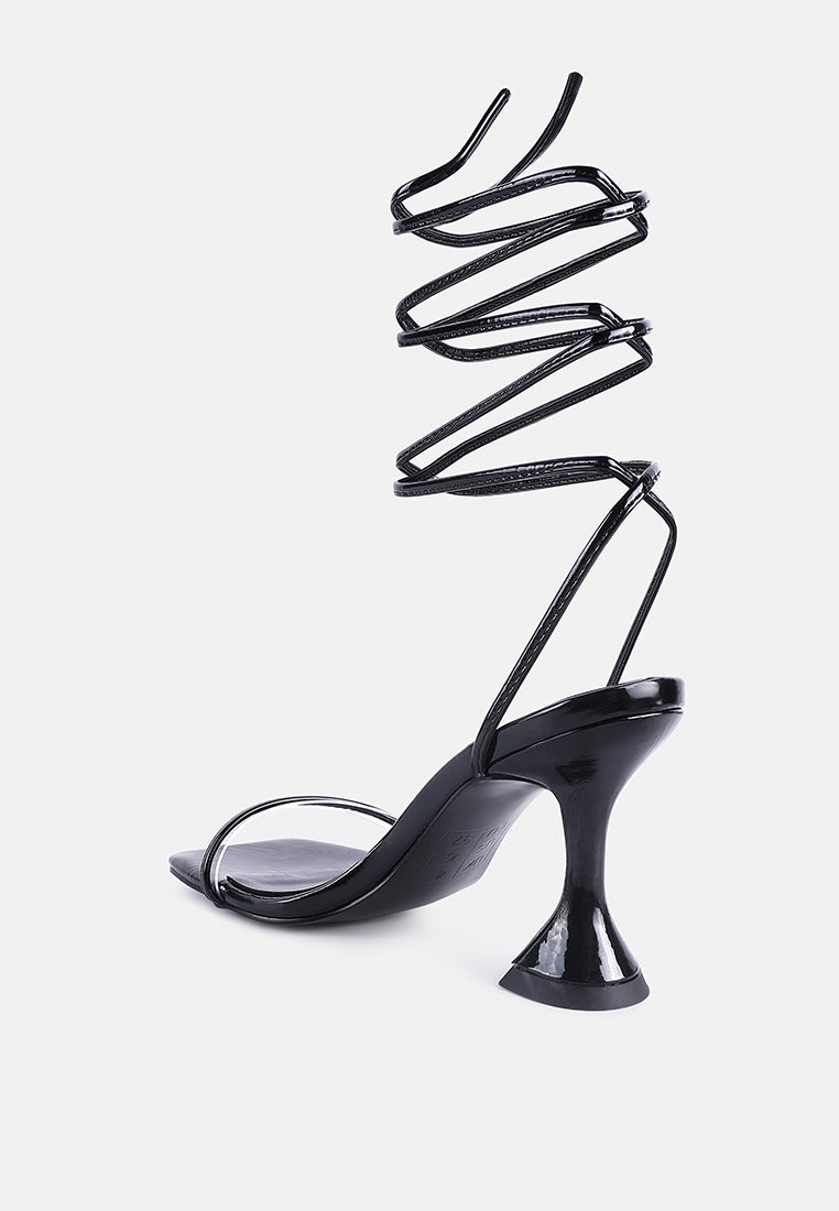 Biten Berry Spool Heel Lace Up Sandals - Tigbul's Variety Fashion Shop