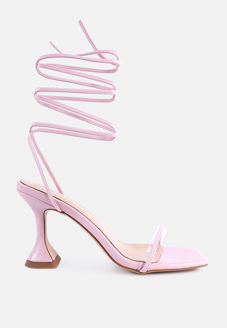 Biten Berry Spool Heel Lace Up Sandals - Tigbul's Variety Fashion Shop