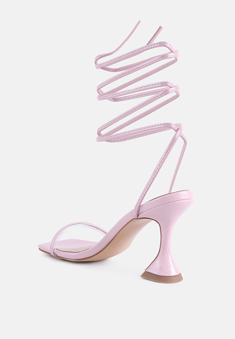 Biten Berry Spool Heel Lace Up Sandals - Tigbul's Variety Fashion Shop