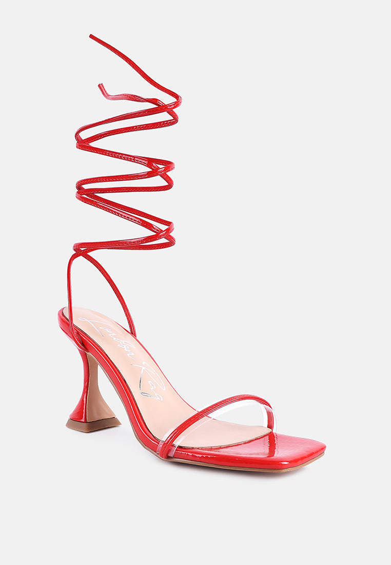 Biten Berry Spool Heel Lace Up Sandals - Tigbul's Variety Fashion Shop