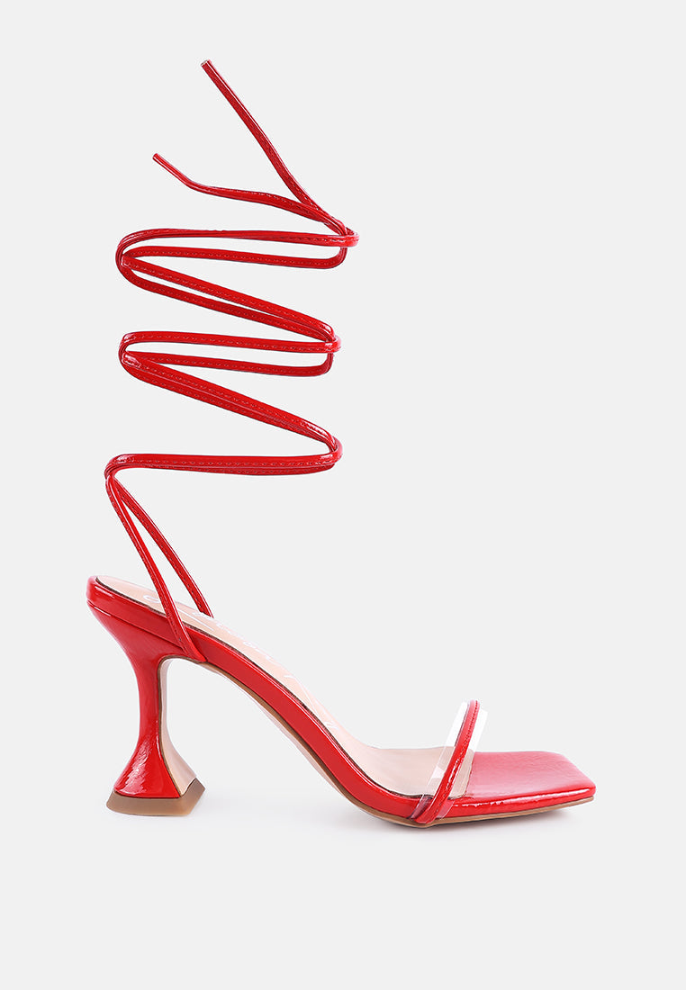 Biten Berry Spool Heel Lace Up Sandals - Tigbul's Variety Fashion Shop