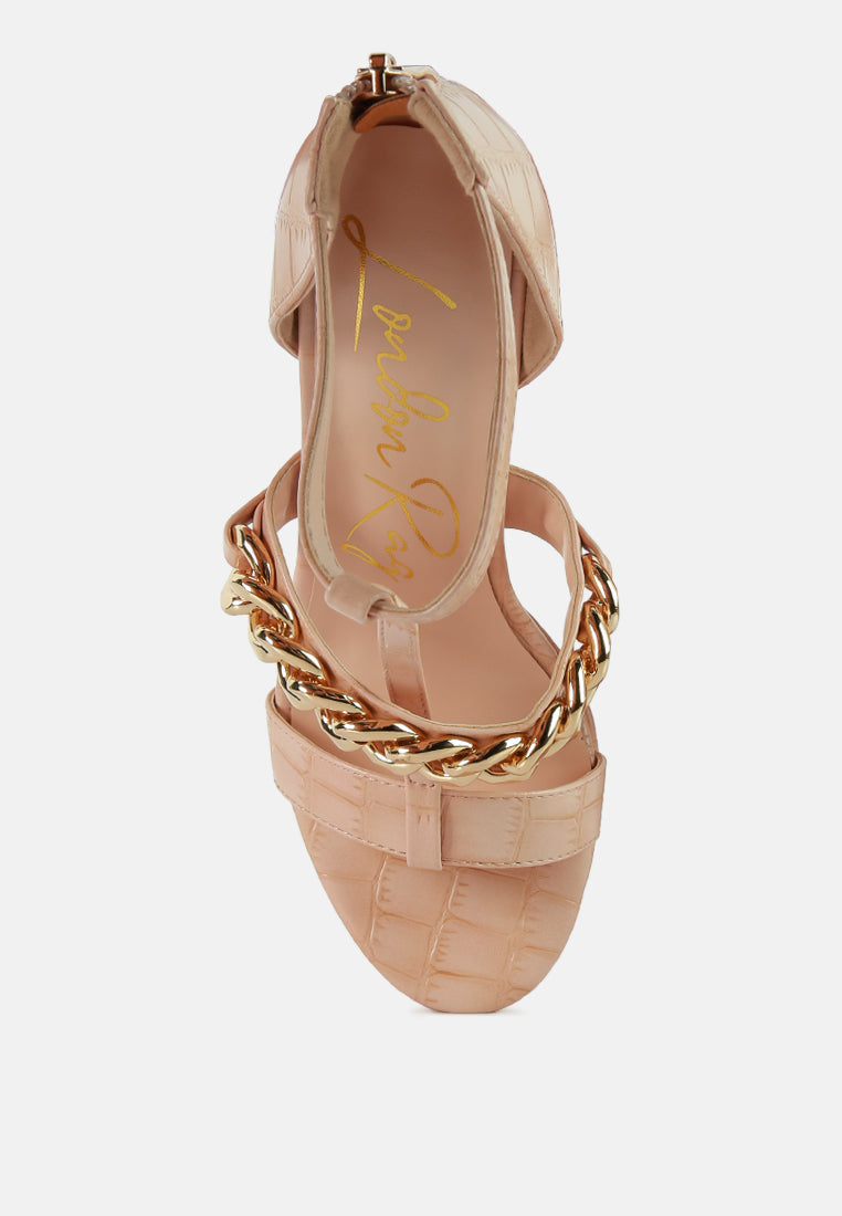 Bonita Metal Chain Zip Up Sandals - Tigbul's Variety Fashion Shop