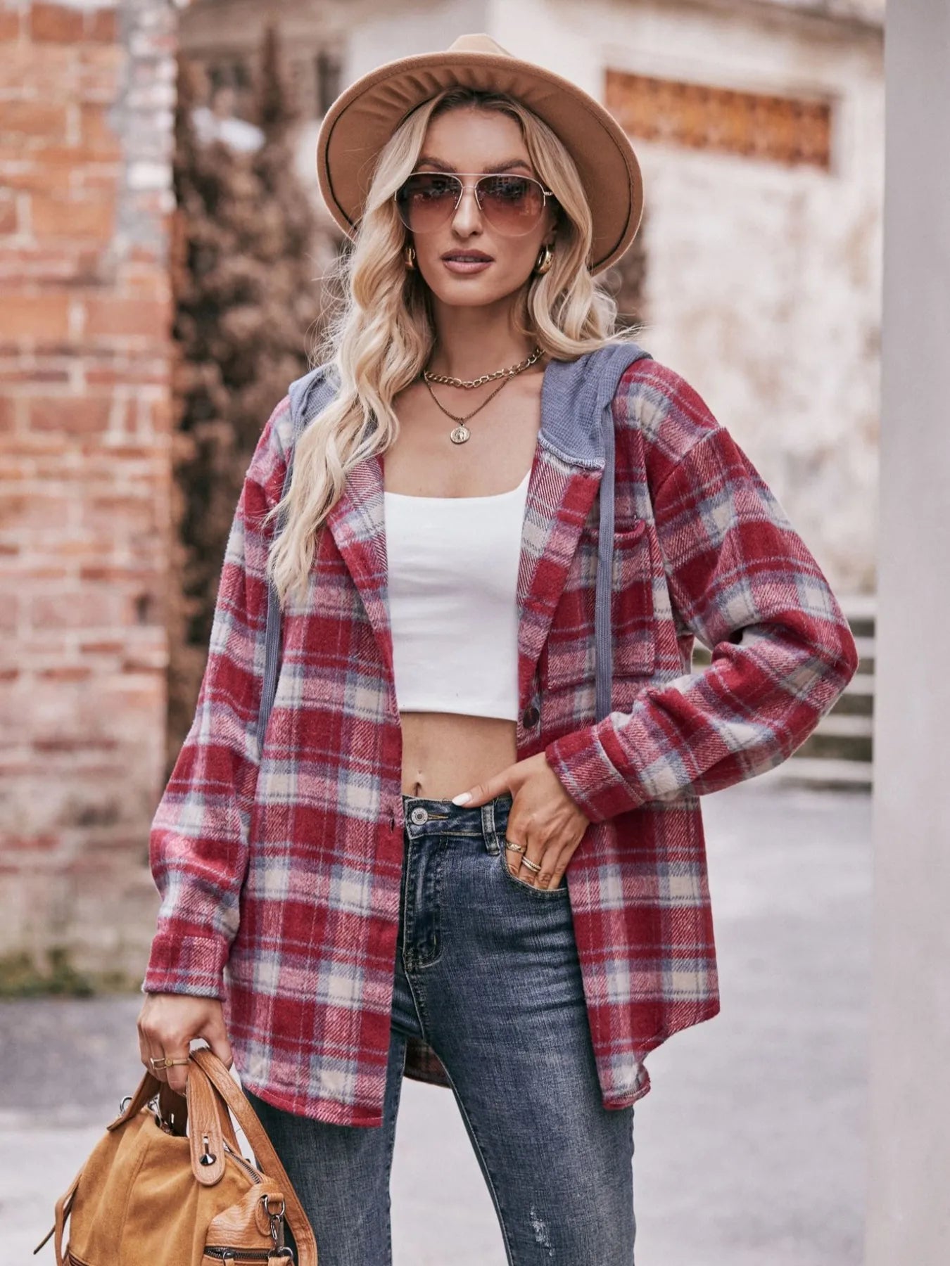 Oversized Plaid Button Up Shacket - Tigbul's Variety Fashion Shop