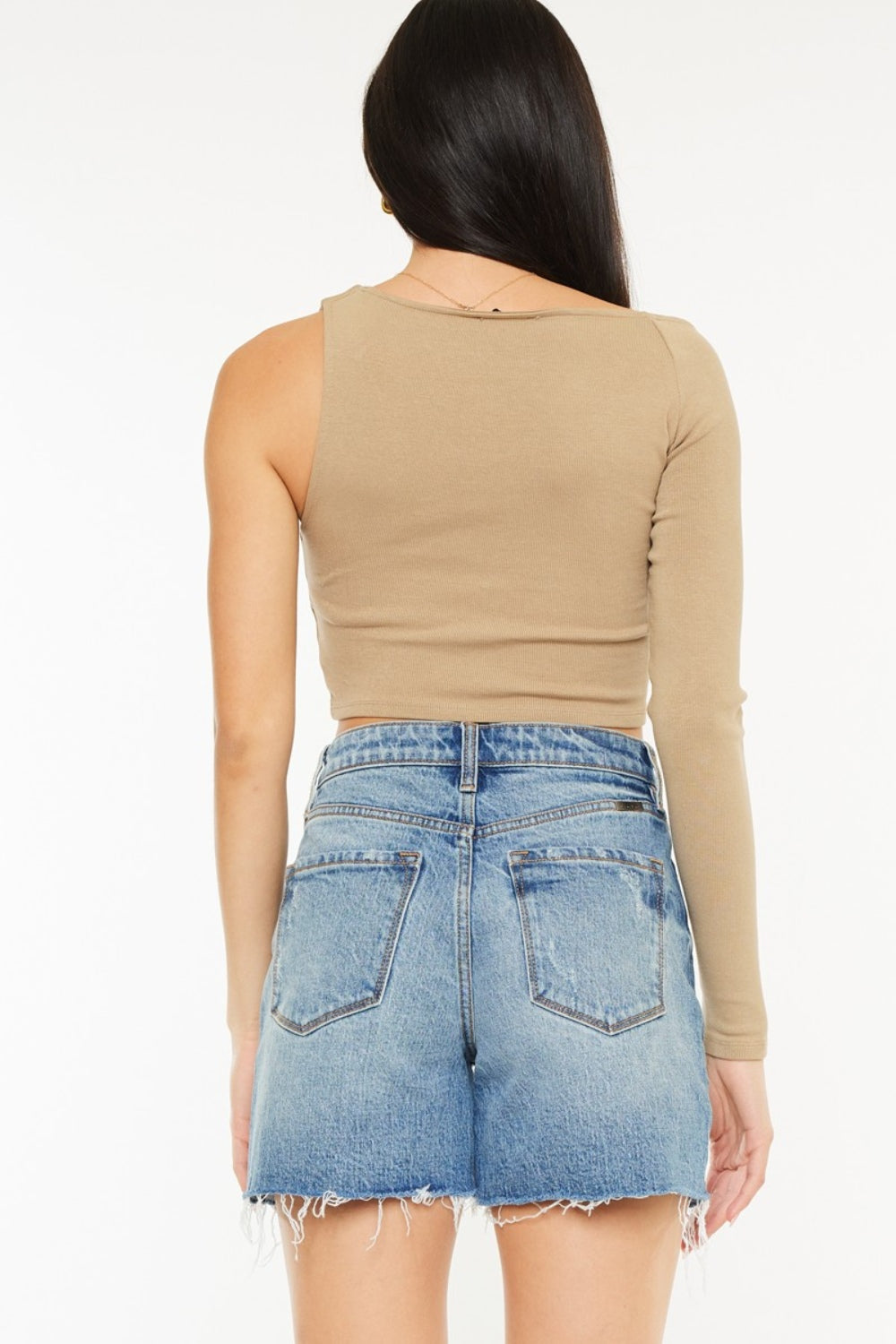 Kancan Full Size Raw Hem High Waist Denim Shorts - Tigbul's Variety Fashion Shop