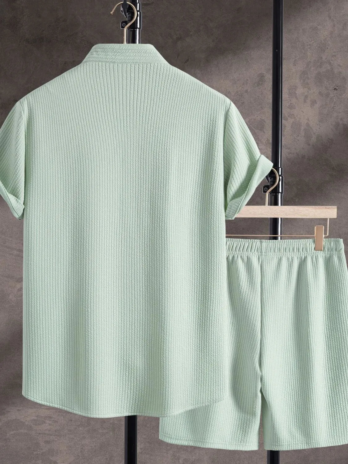 Men's Ribbed Short Sleeve Shirt and Shorts Set - Tigbul's Variety Fashion Shop