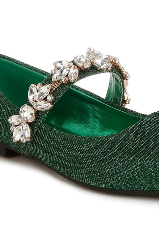 Flavia Diamante Brooch Glitter Ballerinas - Tigbul's Variety Fashion Shop