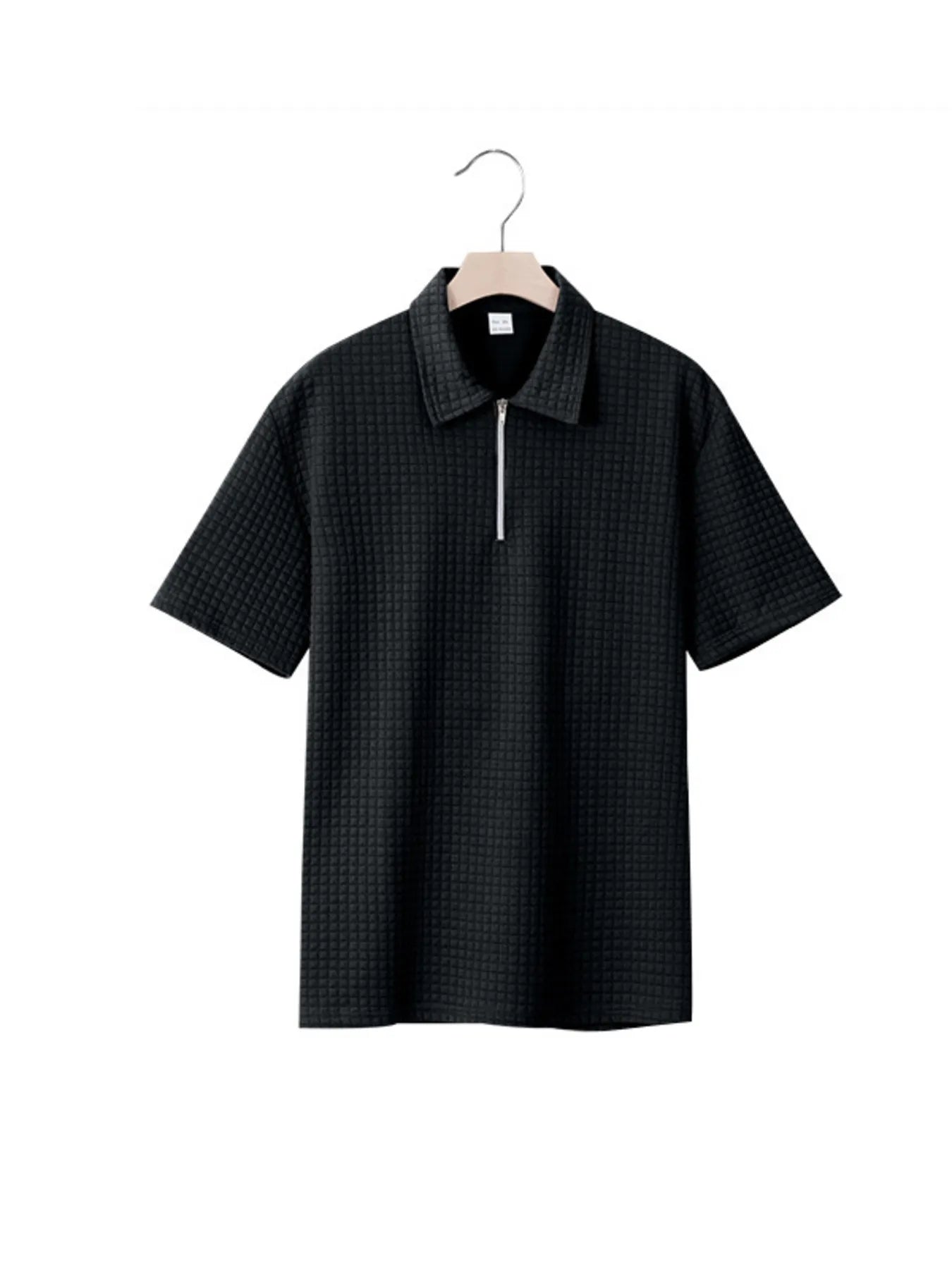Men's Full Size Waffle Short Sleeve Polo with Zipper Detail Plus Size - Tigbul's Variety Fashion Shop