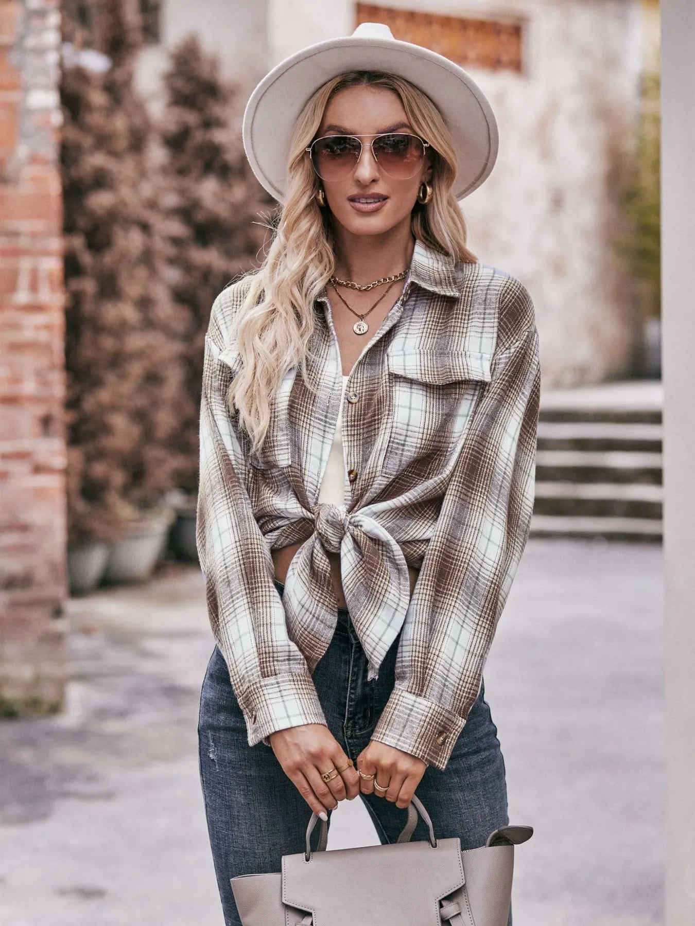 Plaid Button-Down Long Sleeve Shirt - Tigbul's Variety Fashion Shop
