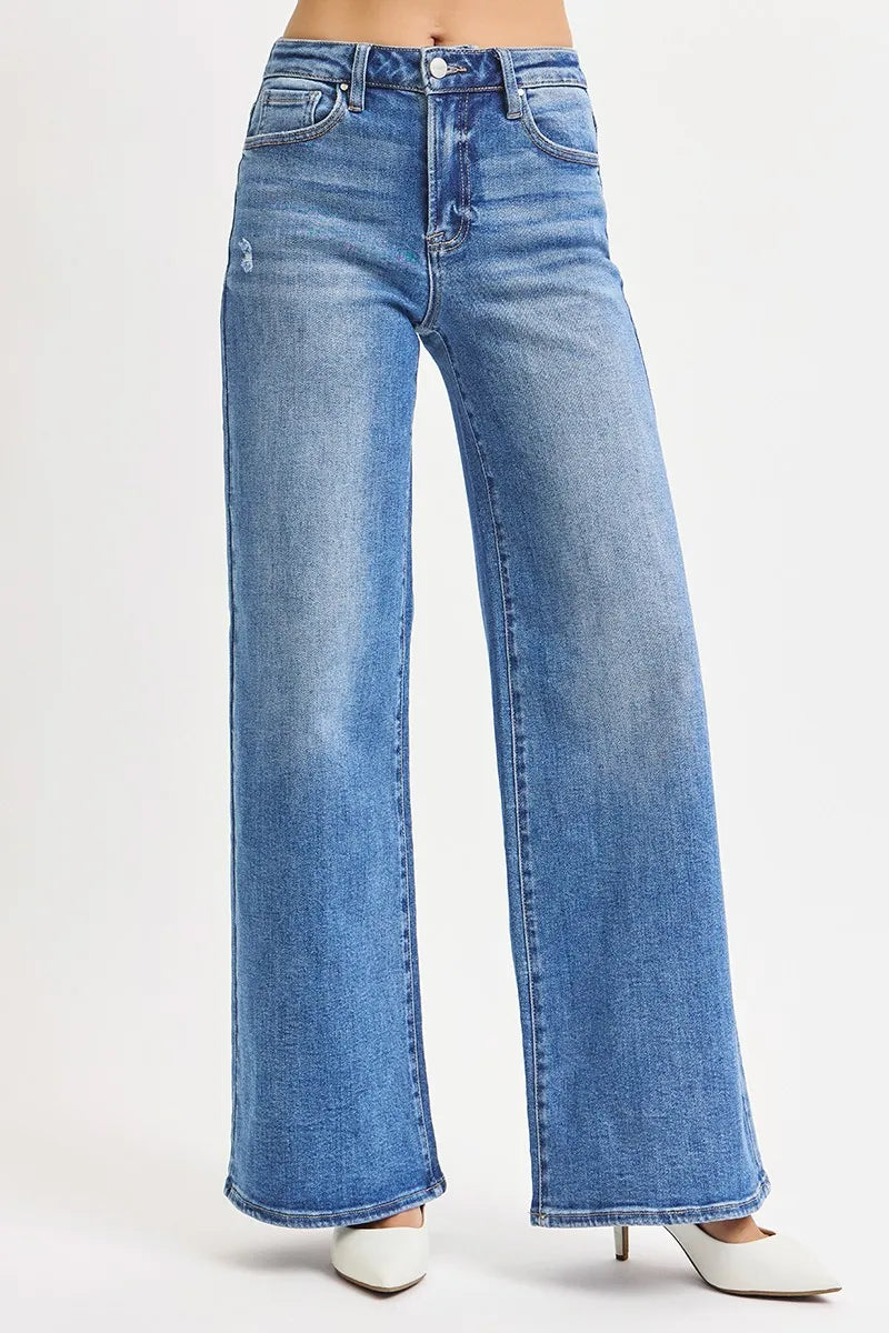 RISEN Full Size High Rise Wide Leg Jeans Plus Size - Tigbul's Variety Fashion Shop