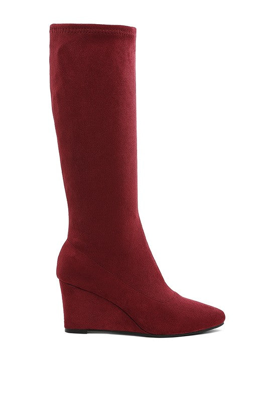 Tulsha Microfiber Wedge Heel Boots - Tigbul's Variety Fashion Shop
