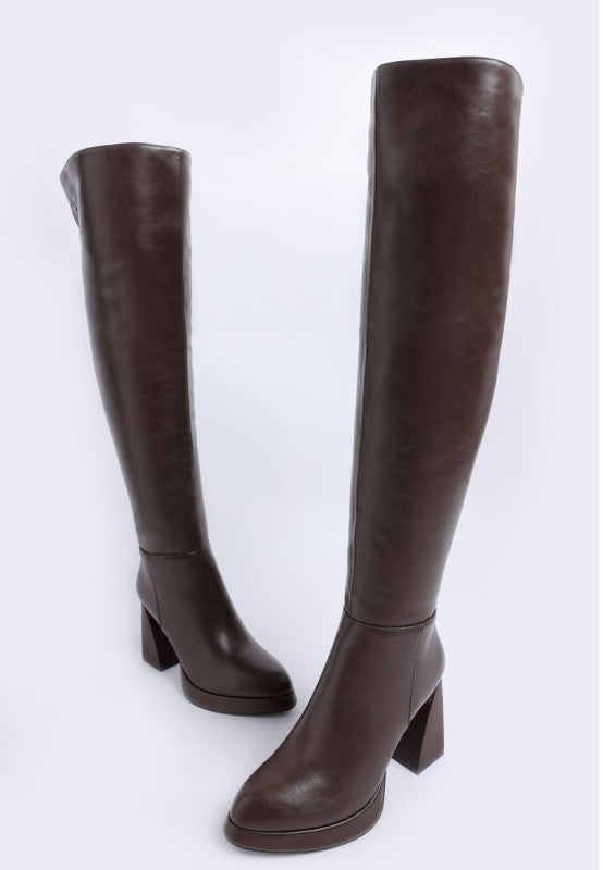 Nenana Faux Leather Knee-High Boots - Tigbul's Variety Fashion Shop