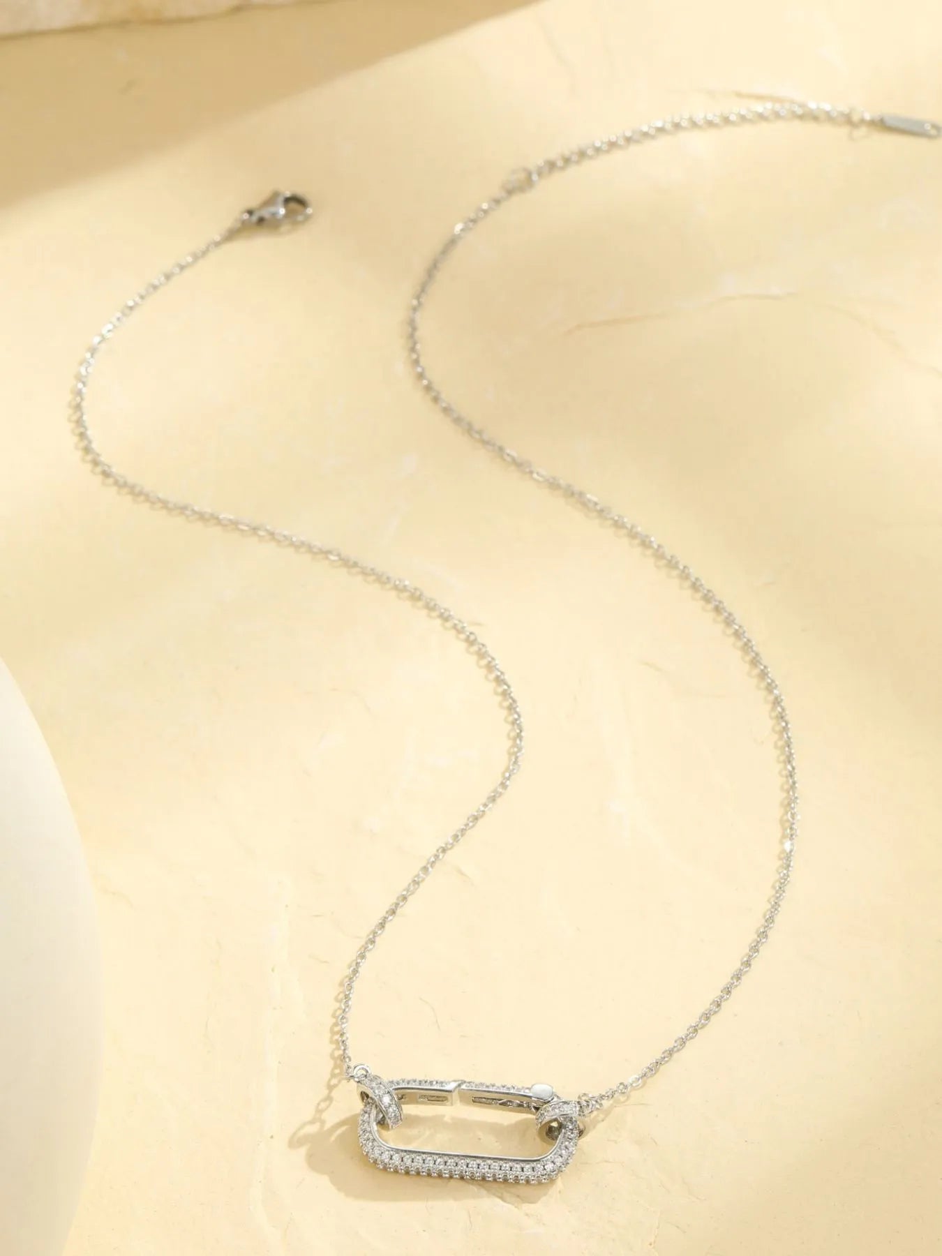 Stainless Steel Zircon Rectangle Pendant Necklace - Tigbul's Variety Fashion Shop