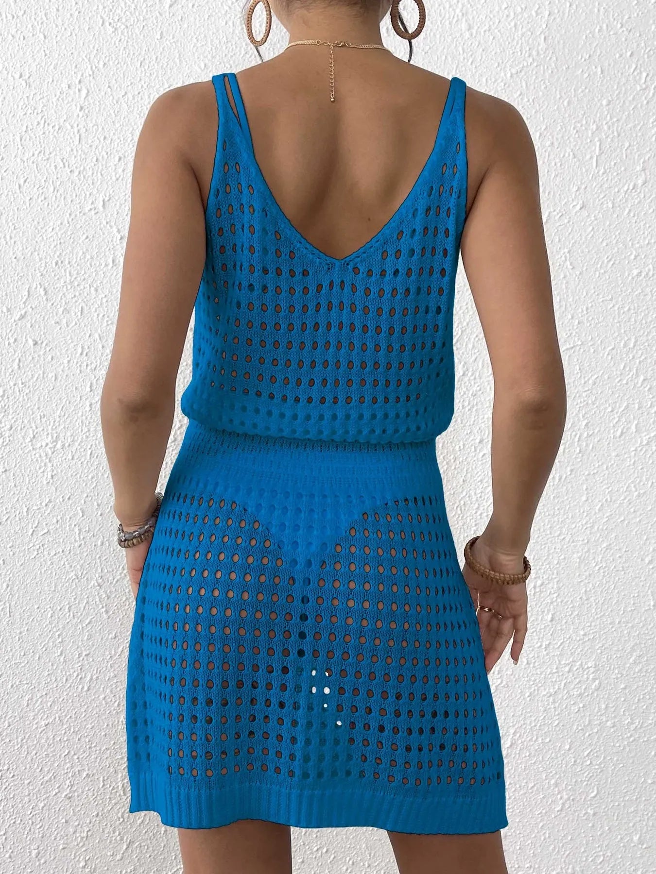 Crochet Knit Cover Up Mini Dress - Tigbul's Variety Fashion Shop