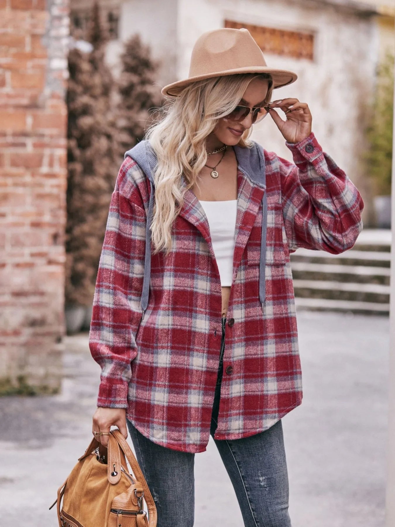 Oversized Plaid Button Up Shacket - Tigbul's Variety Fashion Shop