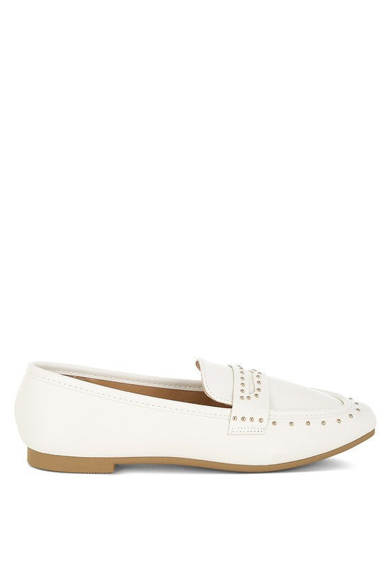 Dorlina Studded Faux Leather Loafers - Tigbul's Variety Fashion Shop