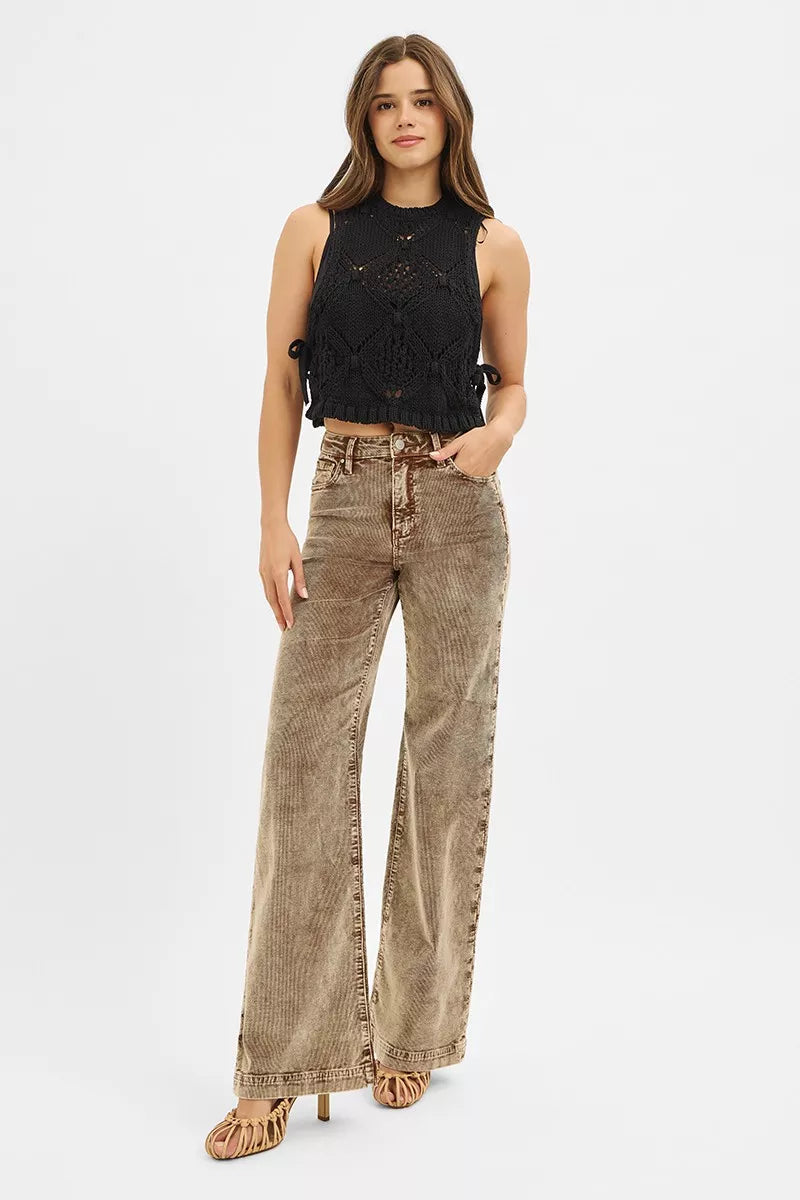 RISEN High Rise Wide Leg Corduroy Jeans - Tigbul's Variety Fashion Shop