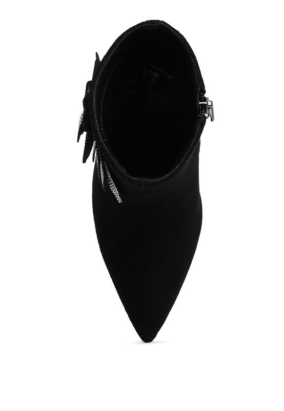 Yarrow Rhinestones Petal Detail Boots - Tigbul's Variety Fashion Shop