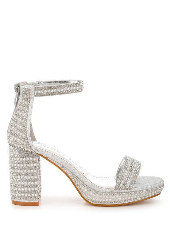 Mejuri Rhinestones And Pearl Embellished Sandals - Tigbul's Variety Fashion Shop
