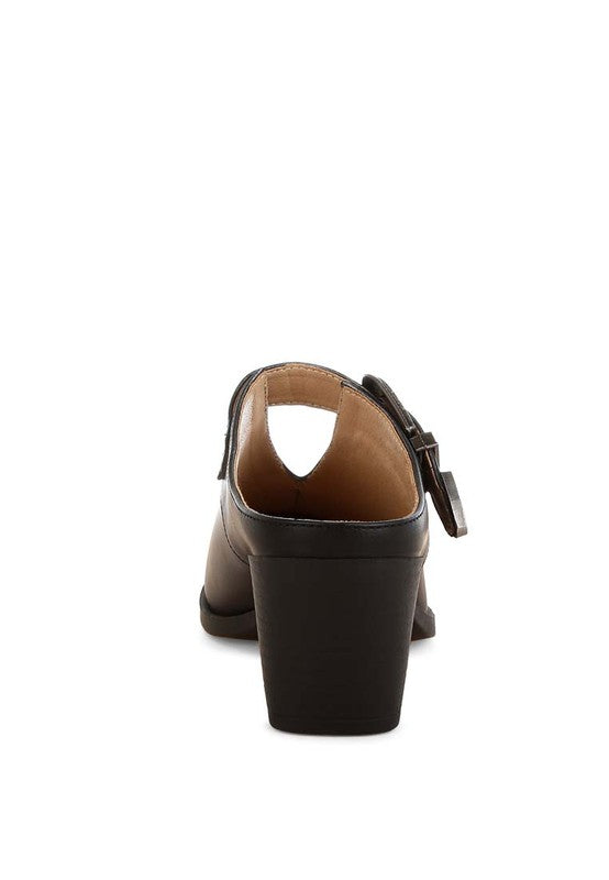 Holler Carved Buckle Statement Mules - Tigbul's Variety Fashion Shop